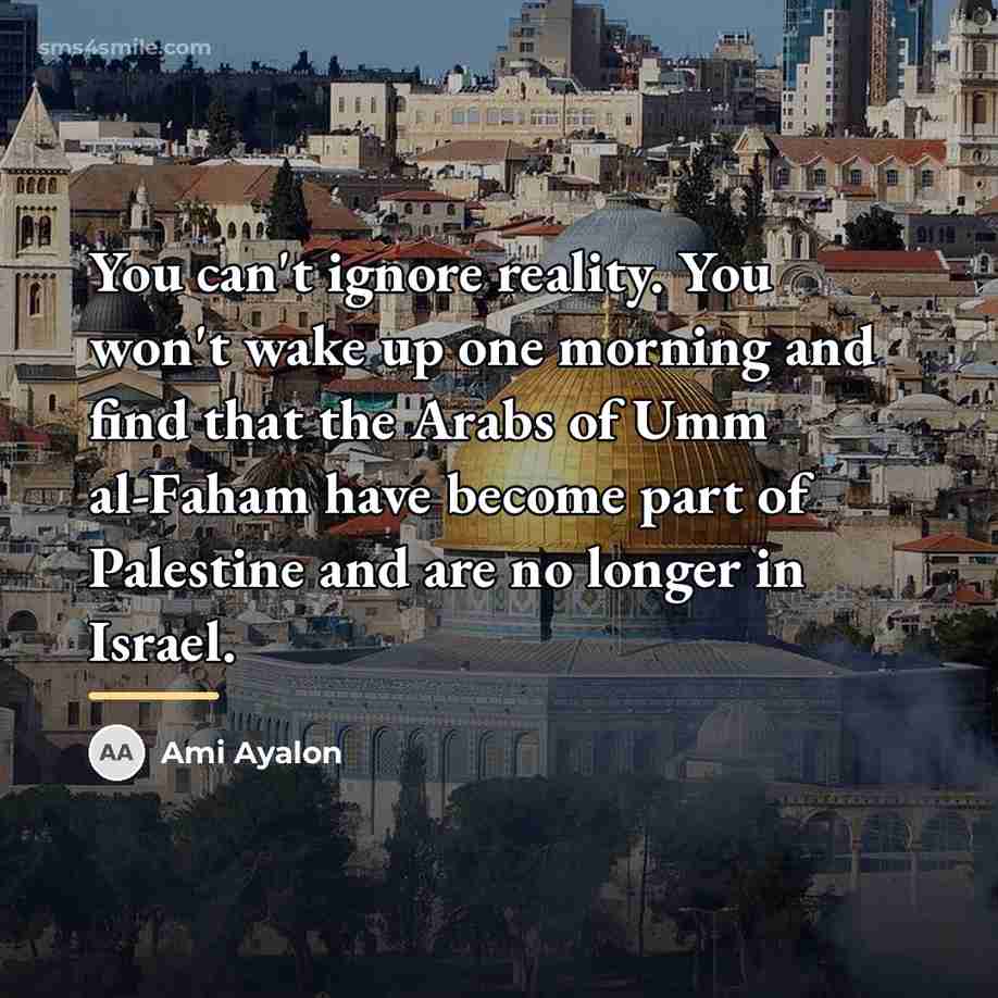 “You can't ignore reality. You won't wake up one morning…” quote by Ami Ayalon