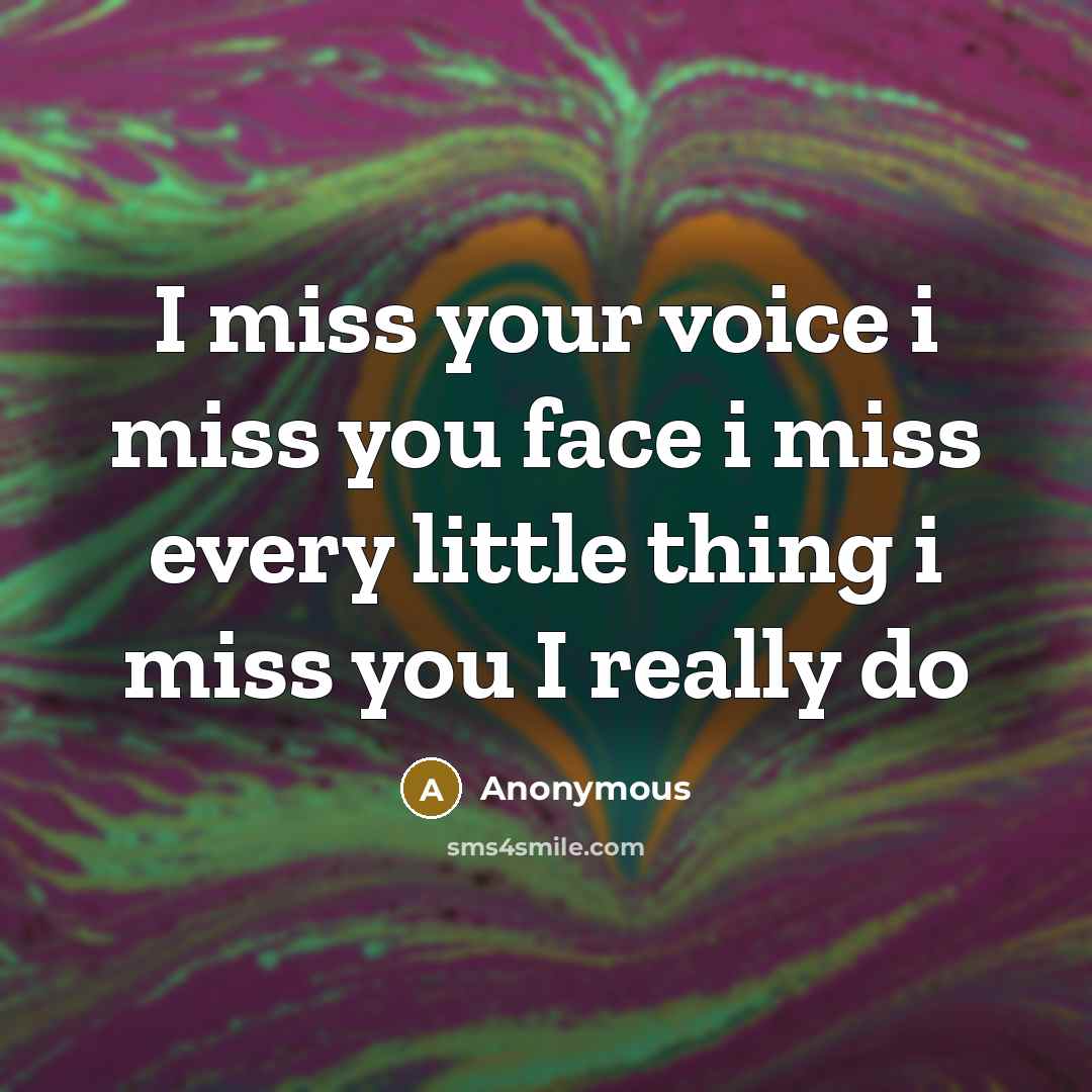 “I miss your voice i miss you face i miss…” quote by Anonymous