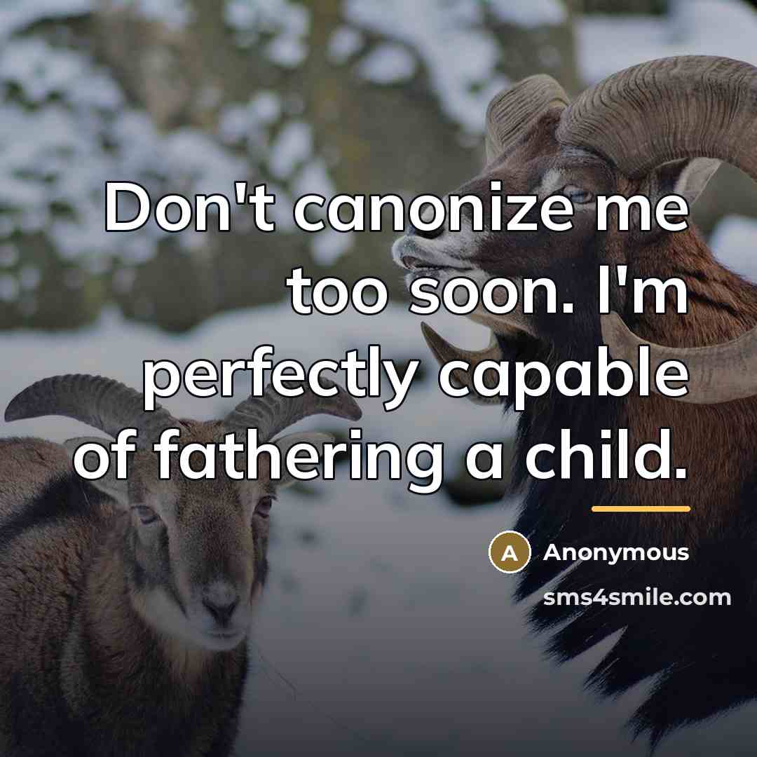“Don't canonize me too soon. I'm perfectly capable of fathering…” quote by Anonymous