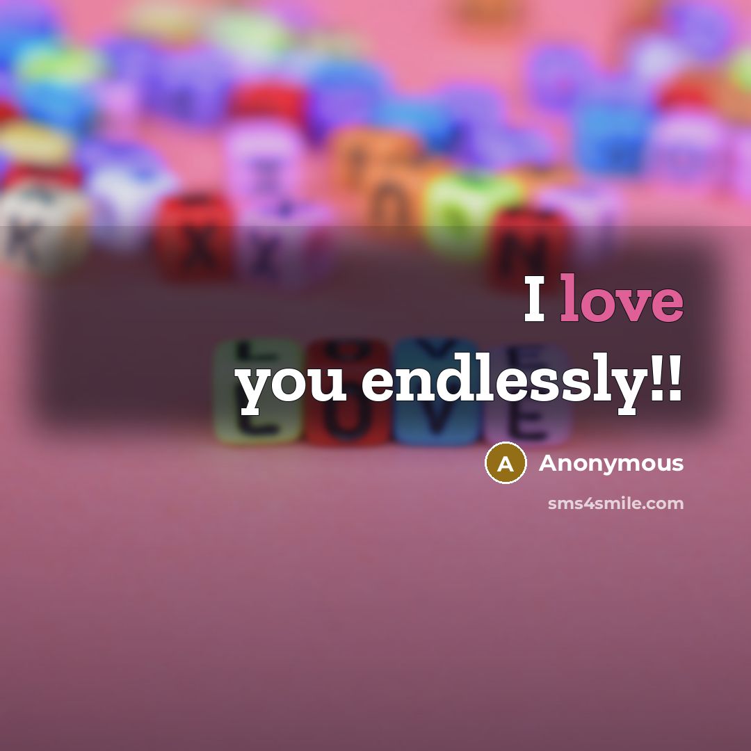 “I love you endlessly!!” quote by Anonymous