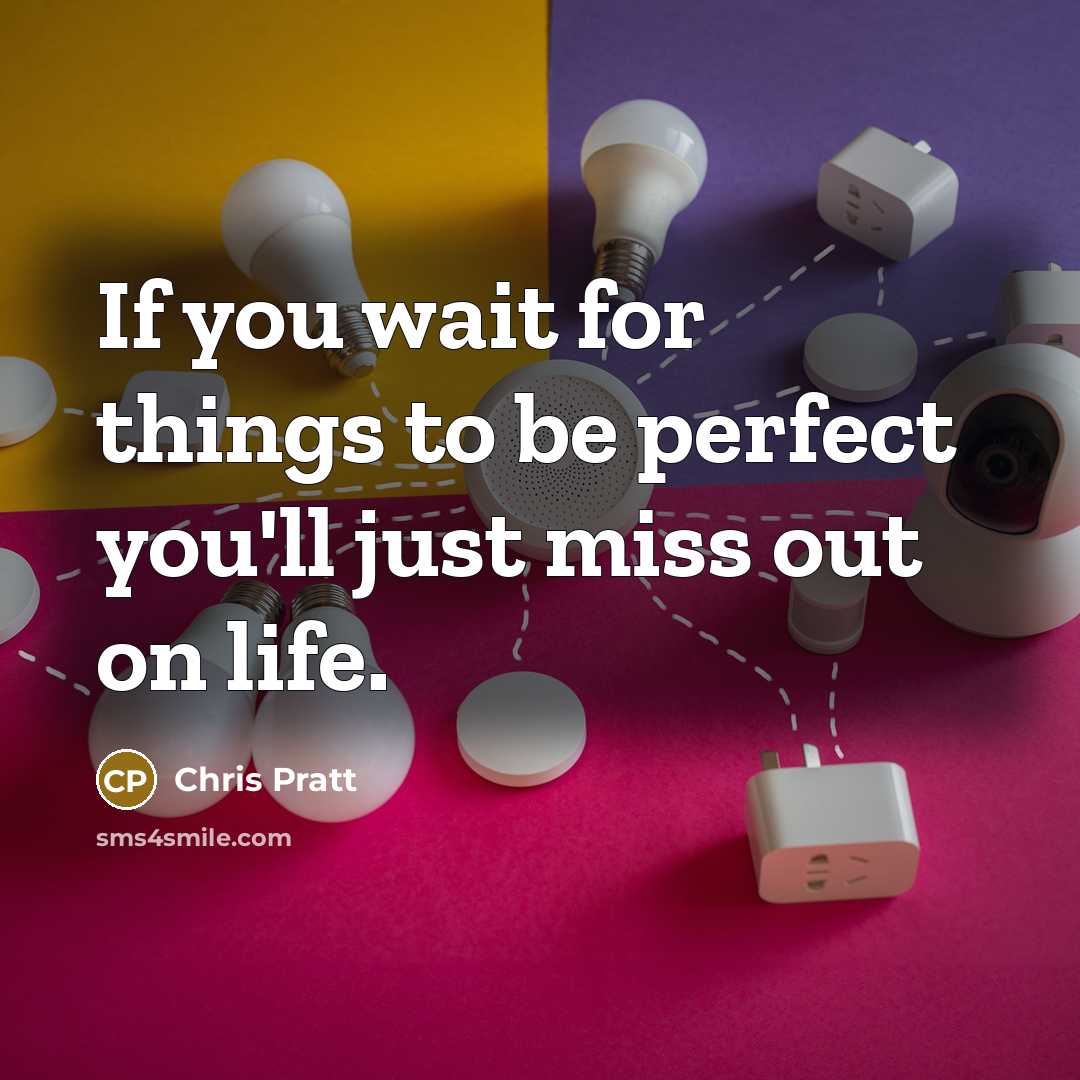 “If you wait for things to be perfect you'll just…” quote by Chris Pratt