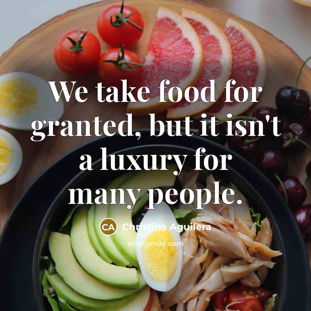 “We take food for granted, but it isn't a luxury…” quote by Christina Aguilera