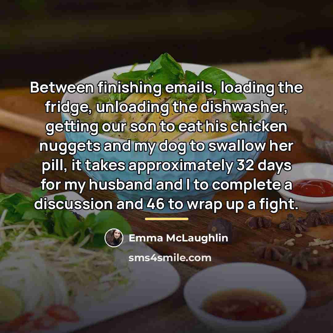 “Between finishing emails, loading the fridge, unloading the dishwasher, getting…” quote by Emma McLaughlin