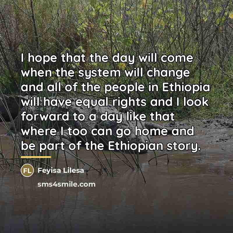 “I hope that the day will come when the system…” quote by Feyisa Lilesa