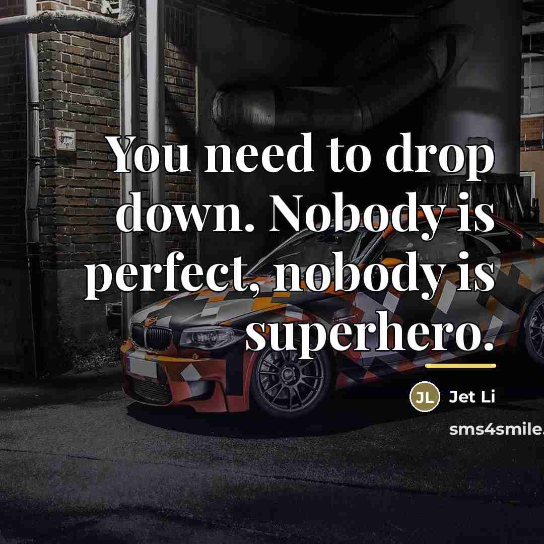“You need to drop down. Nobody is perfect, nobody is…” quote by Jet Li