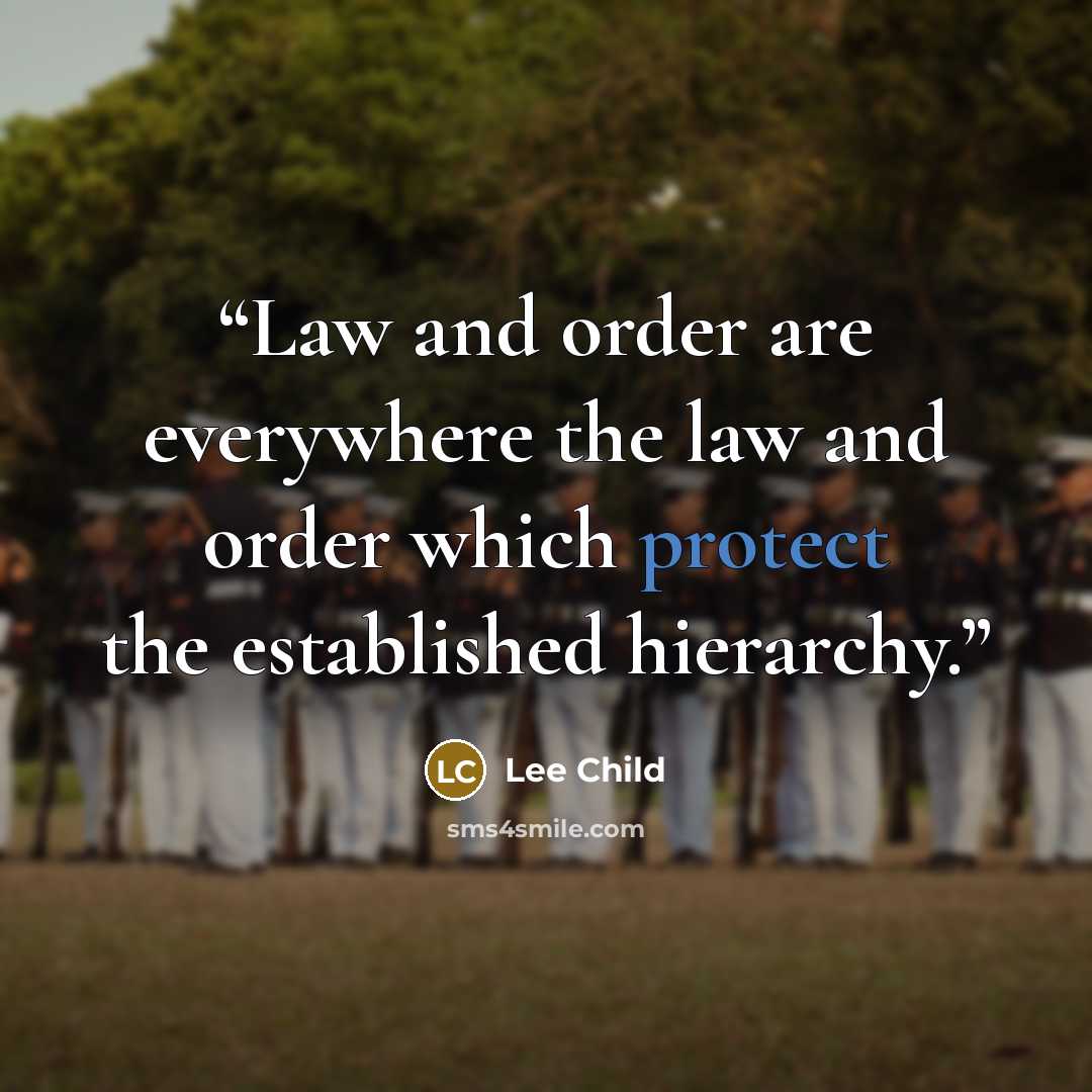 “Law and order are everywhere the law and order which protect the established hierarchy.” quote by Lee Child