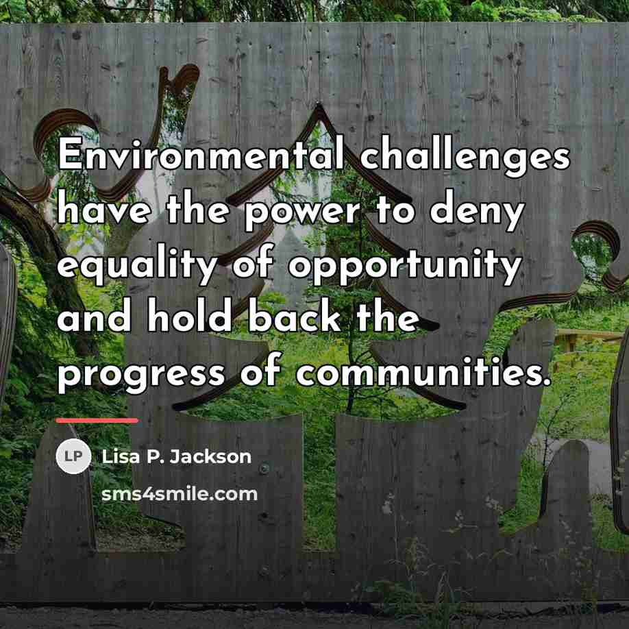“Environmental challenges have the power to deny equality of opportunity…” quote by Lisa P. Jackson