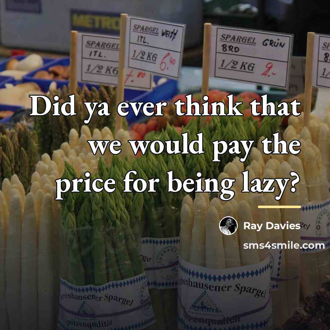 “Did ya ever think that we would pay the price…” quote by Ray Davies