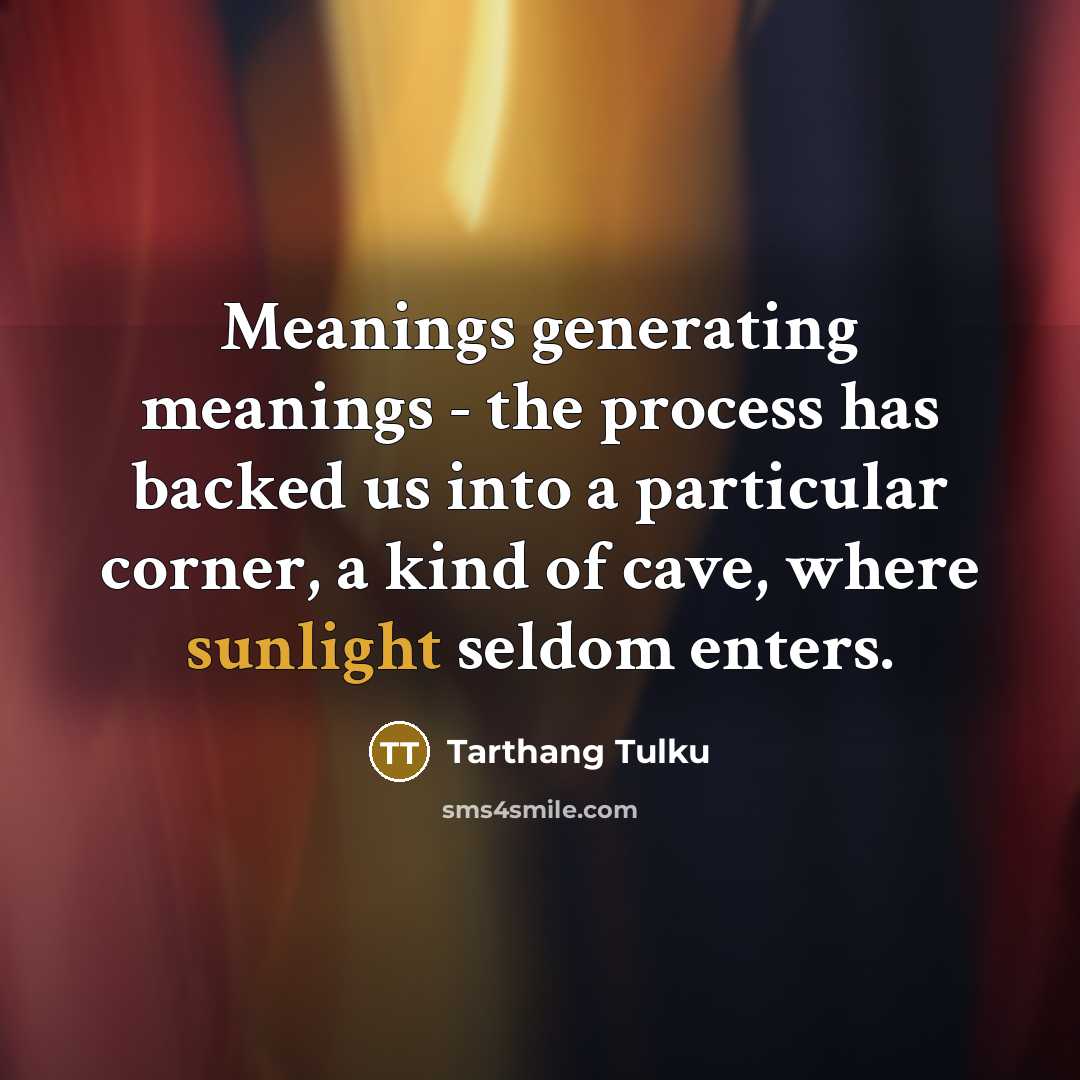 “Meanings generating meanings - the process has backed us into…” quote by Tarthang Tulku