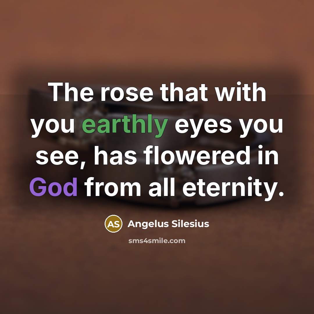 “The rose that with you earthly eyes you see, has…” quote by Angelus Silesius