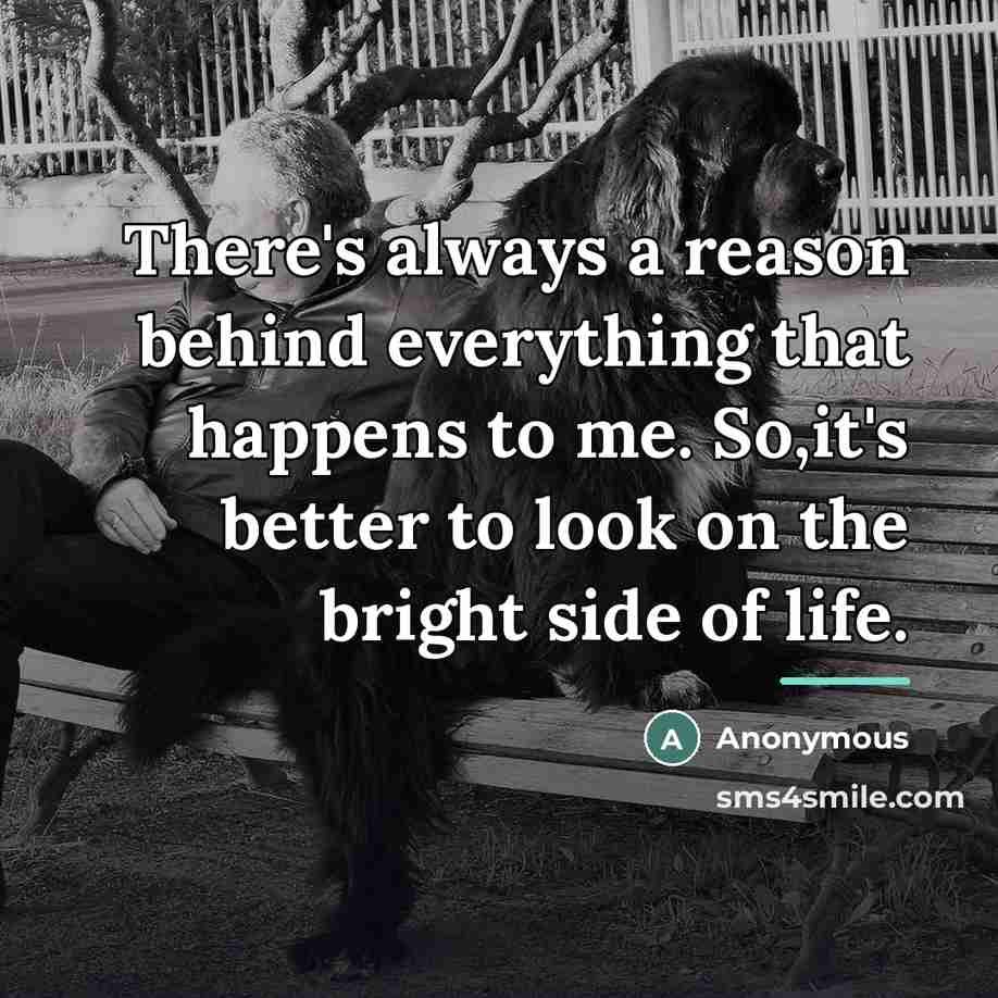 “There's always a reason behind everything that happens to me.…” quote by Anonymous