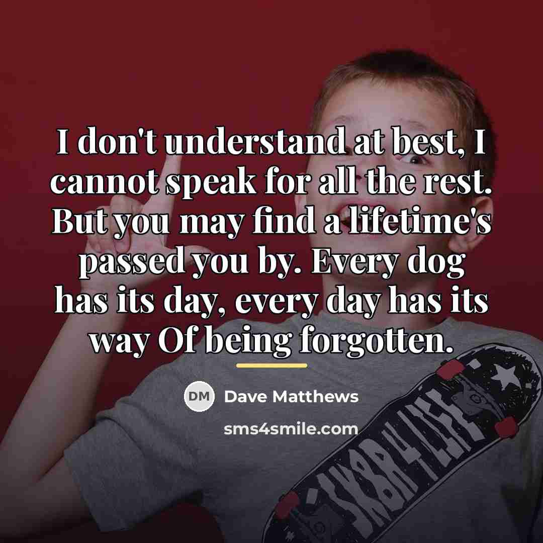 “I don't understand at best, I cannot speak for all…” quote by Dave Matthews