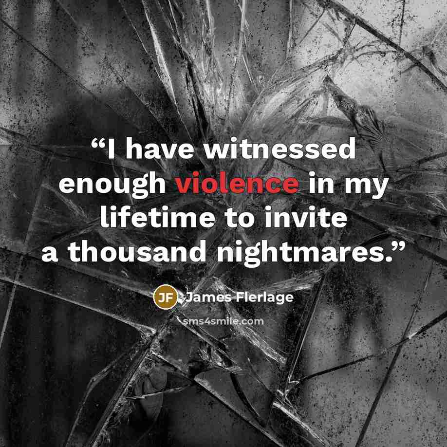 “I have witnessed enough violence in my lifetime to invite a thousand nightmares.” quote by James Flerlage