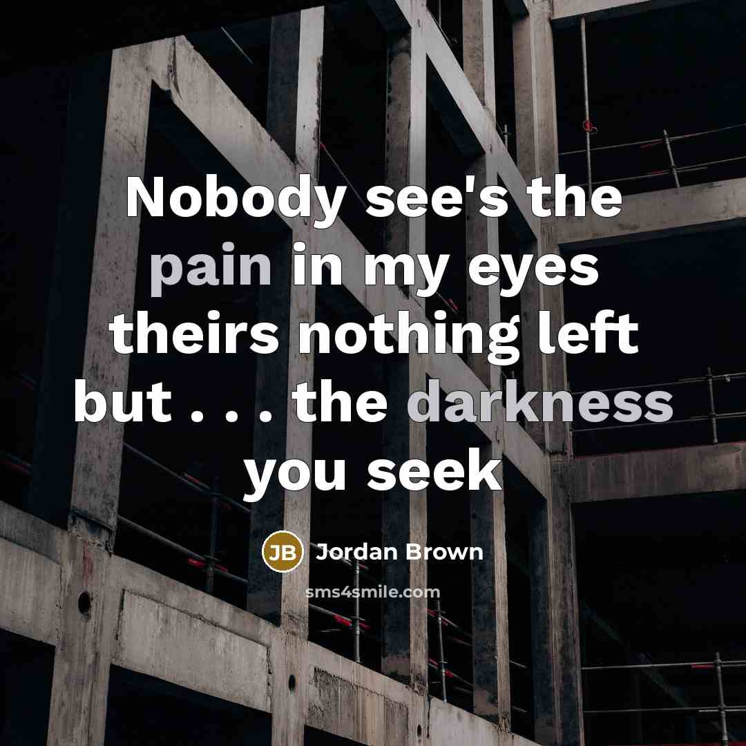 “Nobody see's the pain in my eyes theirs nothing left…” quote by Jordan Brown