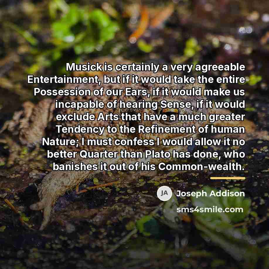 “Musick is certainly a very agreeable Entertainment, but if it…” quote by Joseph Addison