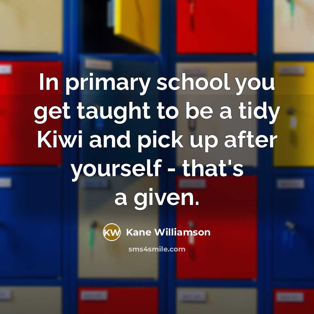“In primary school you get taught to be a tidy…” quote by Kane Williamson