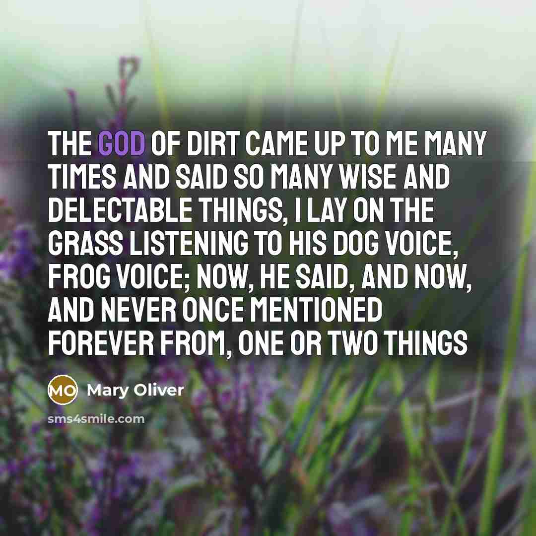 “The god of dirt came up to me many times…” quote by Mary Oliver