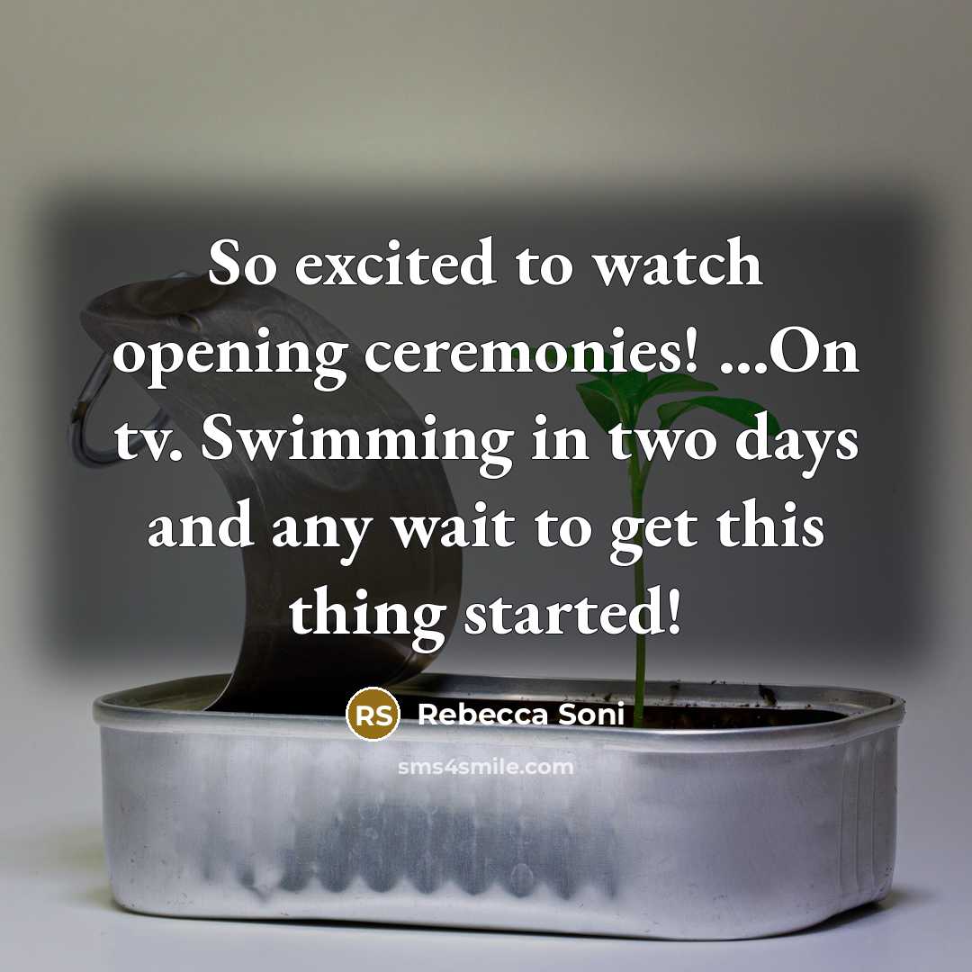 “So excited to watch opening ceremonies! ...On tv. Swimming in…” quote by Rebecca Soni
