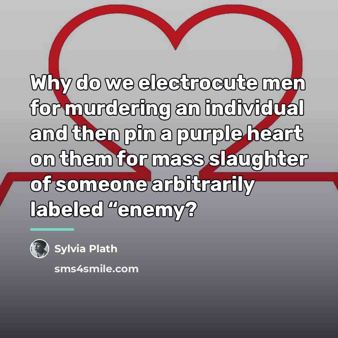 “Why do we electrocute men for murdering an individual and…” quote by Sylvia Plath