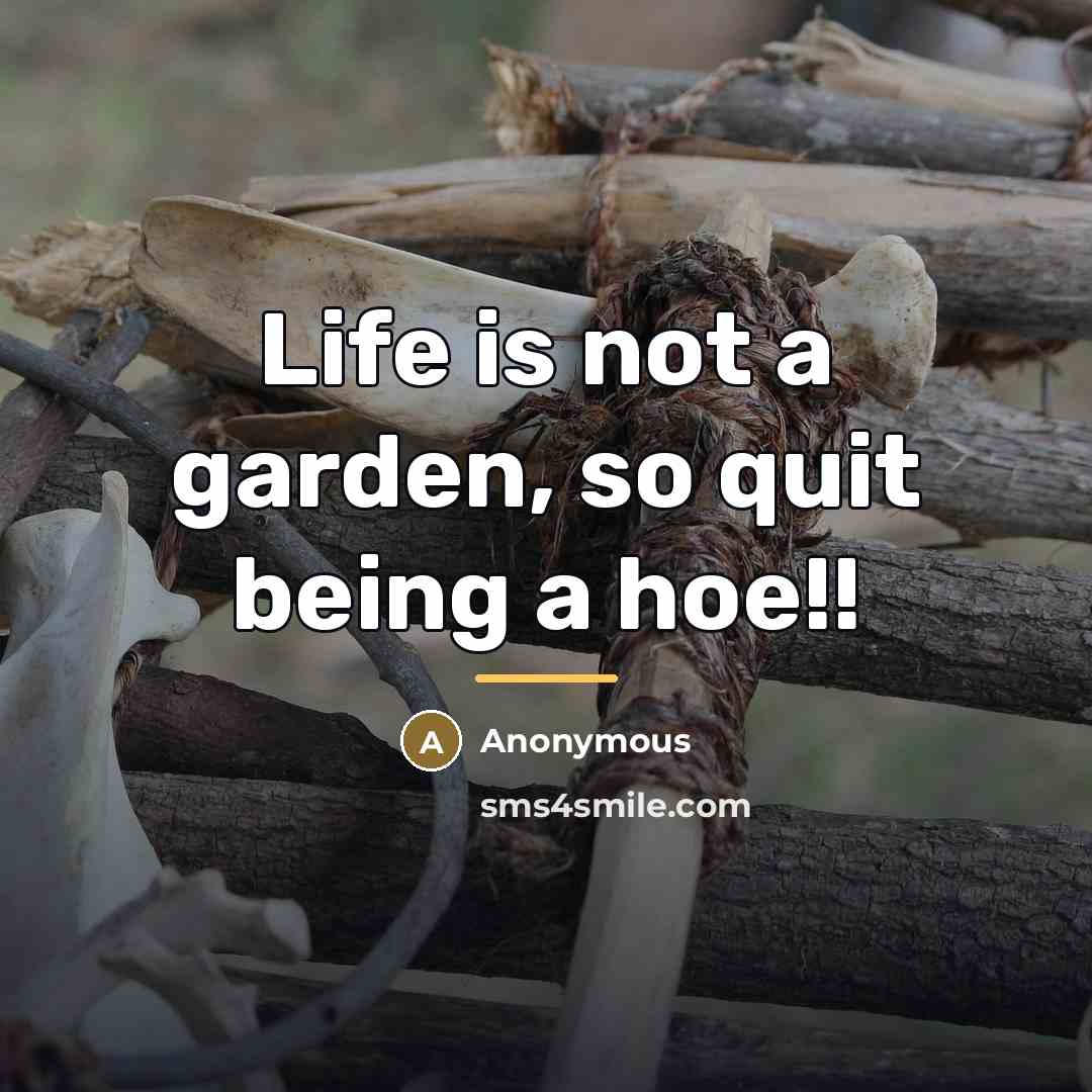 “Life is not a garden, so quit being a hoe!!…” quote by Anonymous