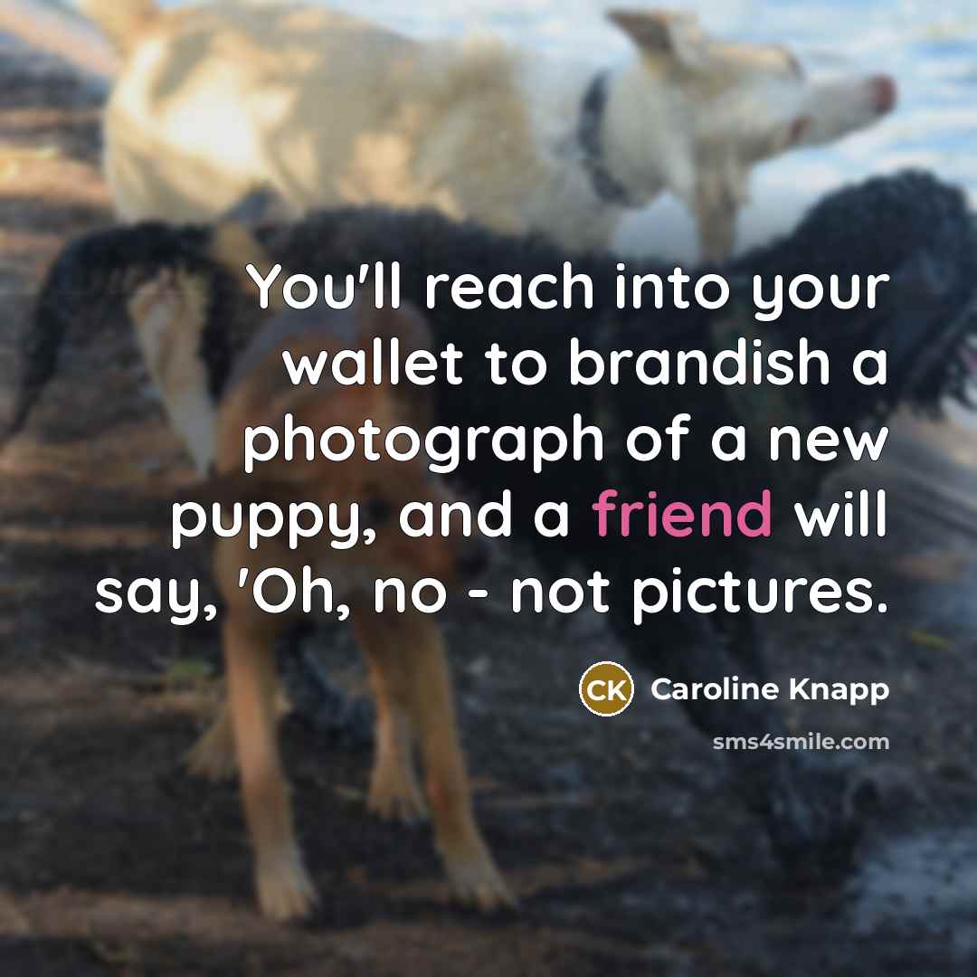 “You'll reach into your wallet to brandish a photograph of…” quote by Caroline Knapp