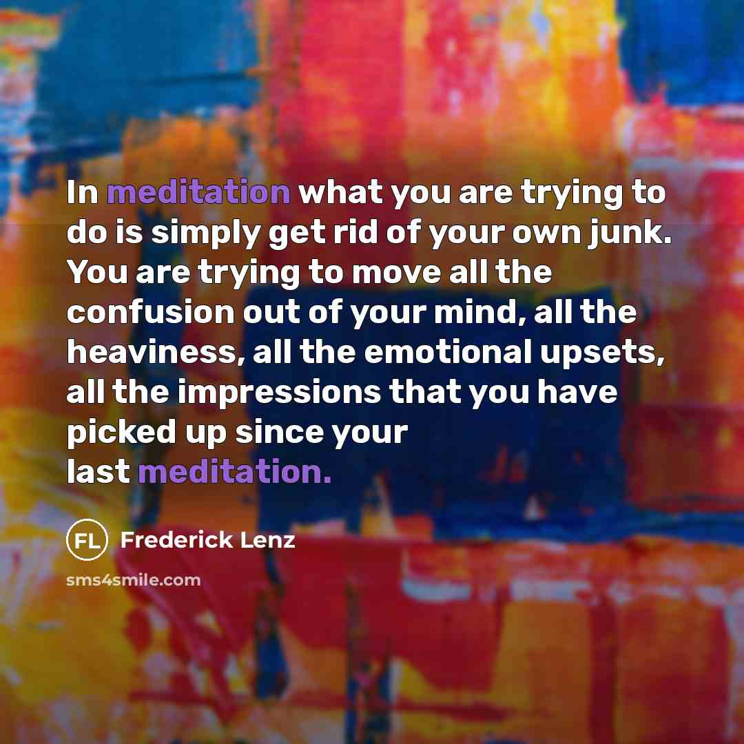 “In meditation what you are trying to do is simply…” quote by Frederick Lenz