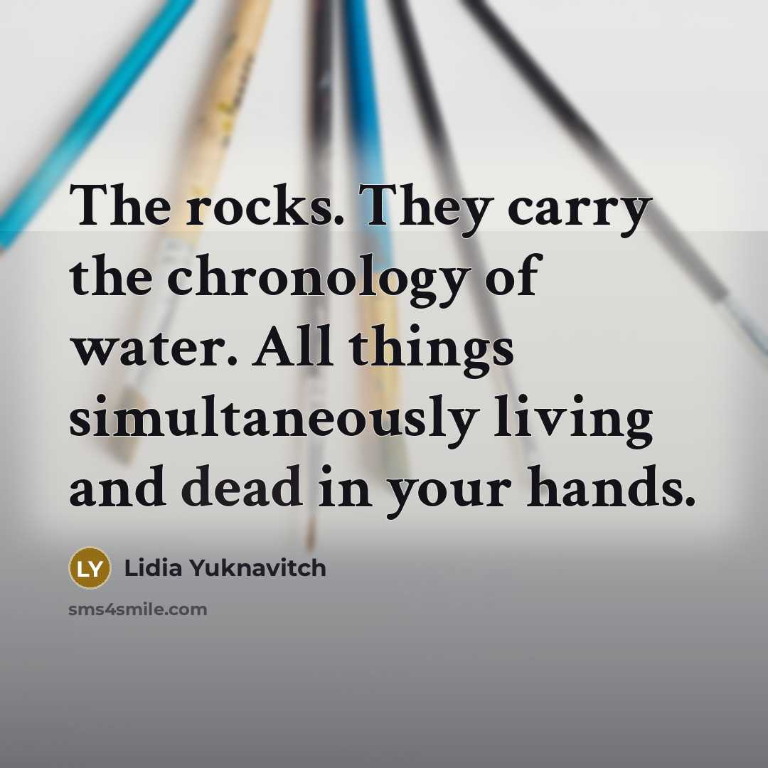 “The rocks. They carry the chronology of water. All things…” quote by Lidia Yuknavitch