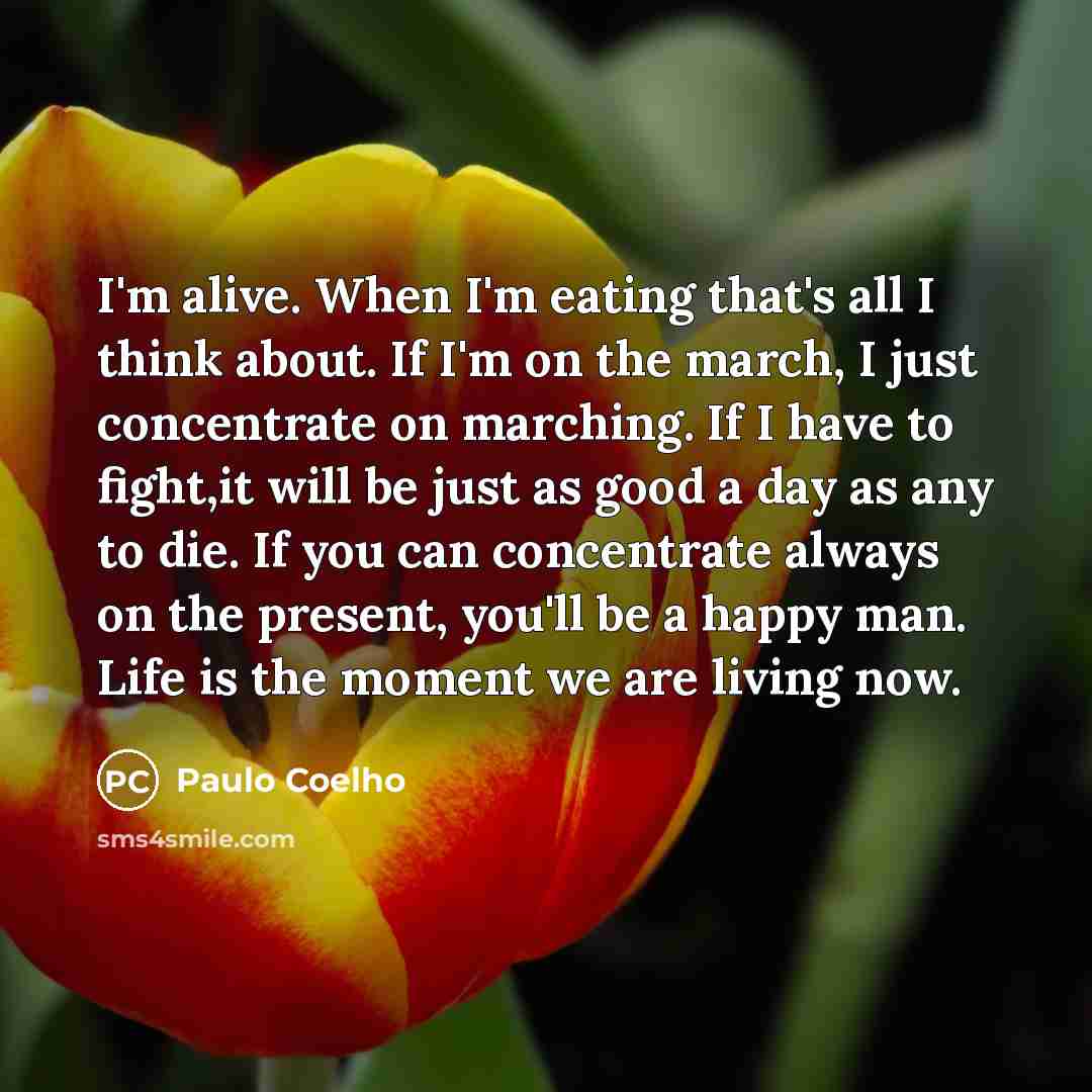 “I'm alive. When I'm eating that's all I think about.…” quote by Paulo Coelho
