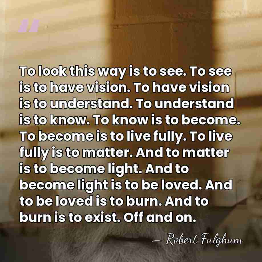 To look this way is to see. To see is to have&hellip; - Robert Fulghum