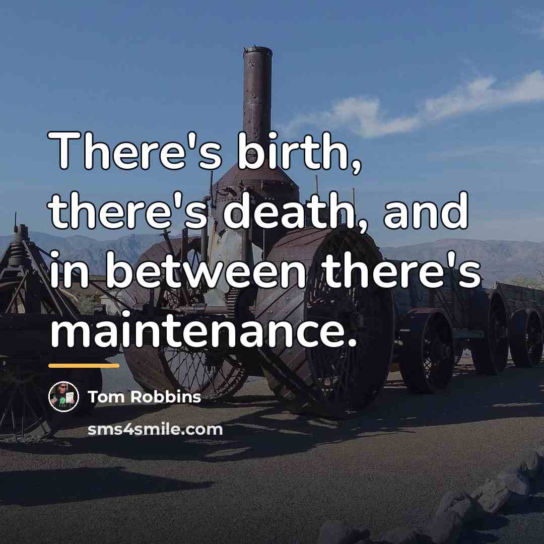 “There's birth, there's death, and in between there's maintenance.…” quote by Tom Robbins