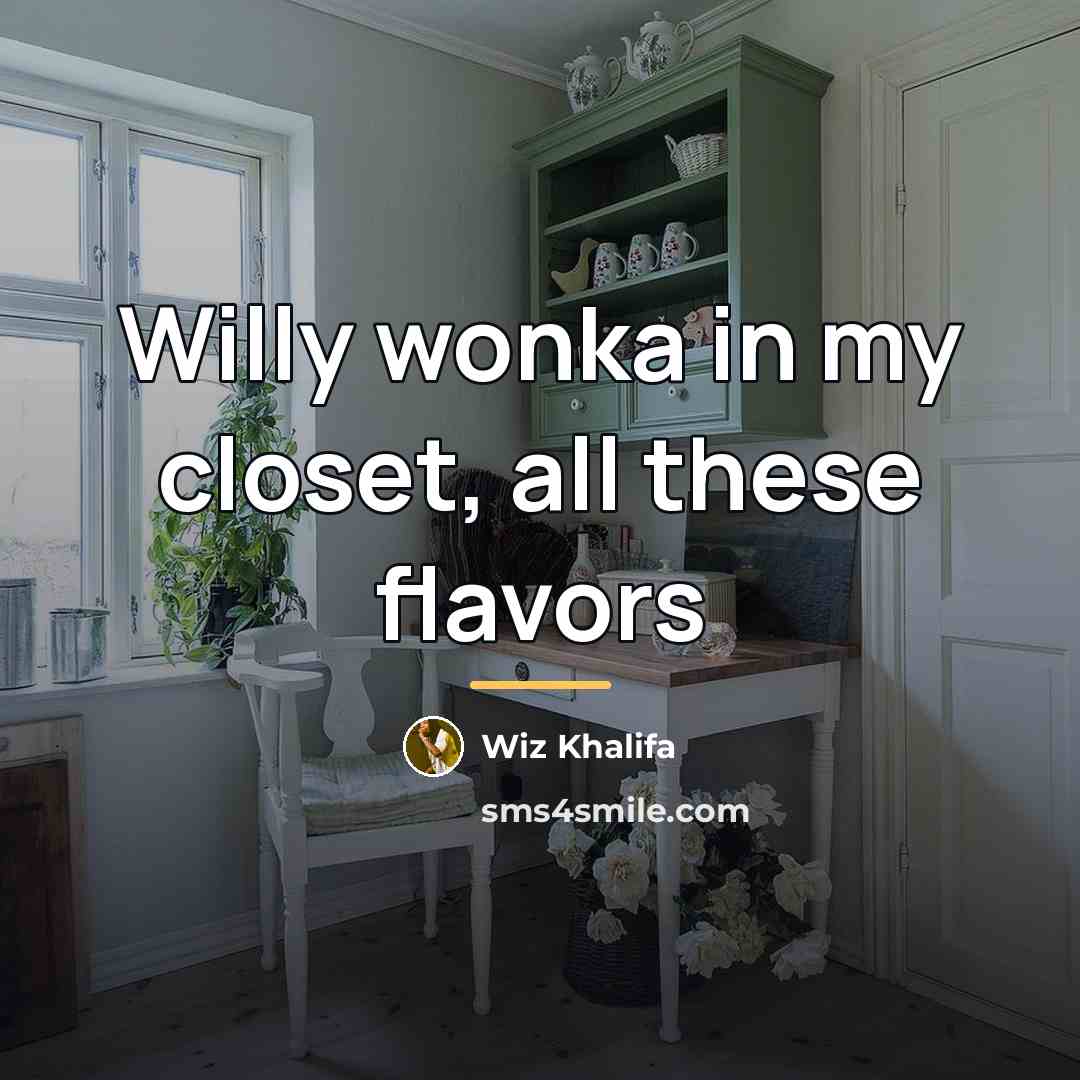 “Willy wonka in my closet, all these flavors…” quote by Wiz Khalifa
