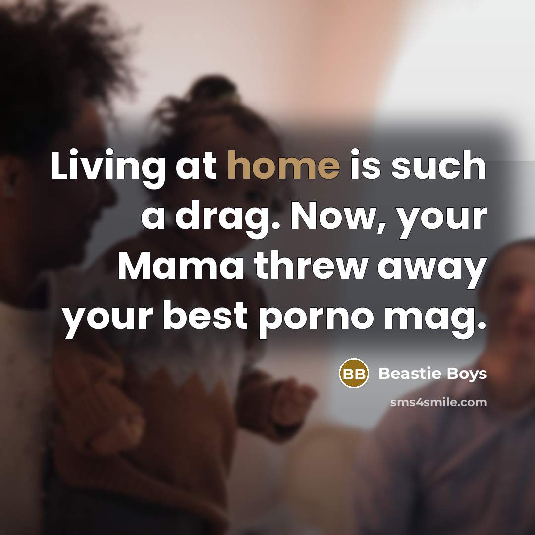 “Living at home is such a drag. Now, your Mama threw away your best porno mag.” quote by Beastie Boys