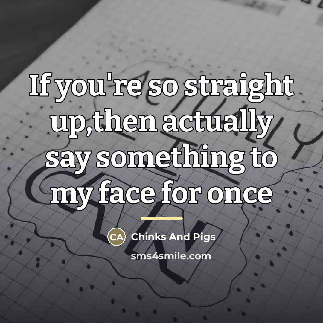 “If you're so straight up,then actually say something to my…” quote by Chinks And Pigs