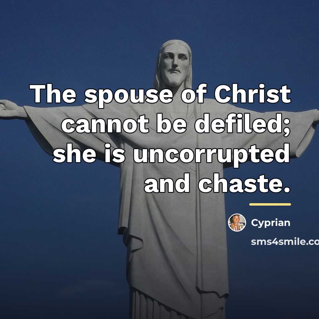 “The spouse of Christ cannot be defiled; she is uncorrupted…” quote by Cyprian
