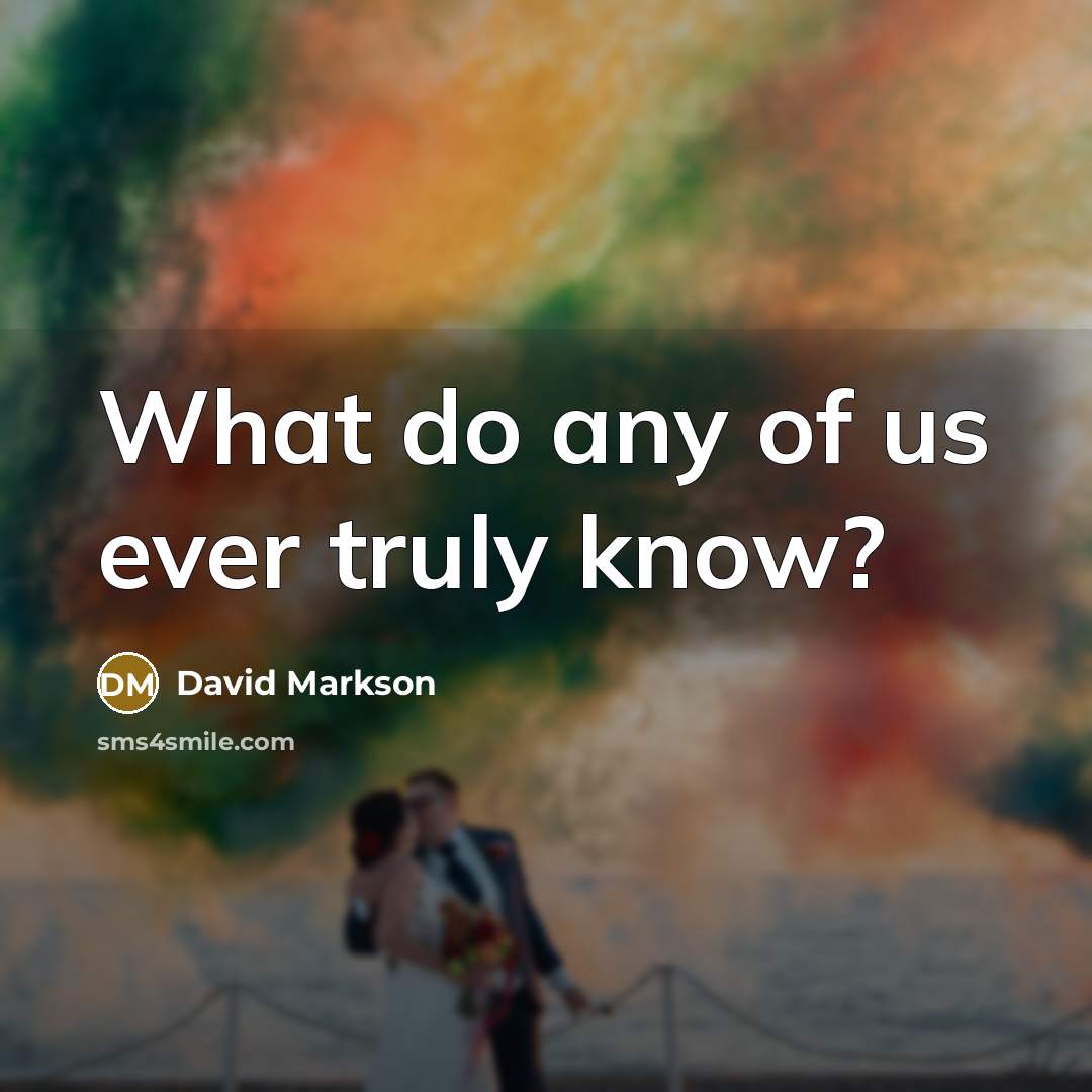 “What do any of us ever truly know?…” quote by David Markson