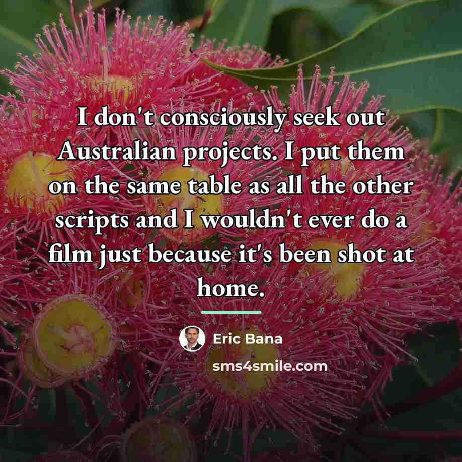 “I don't consciously seek out Australian projects. I put them…” quote by Eric Bana