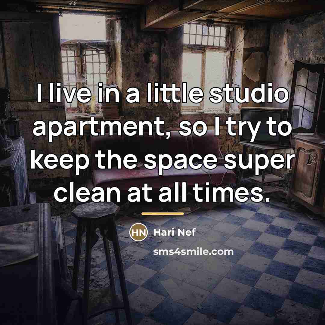 “I live in a little studio apartment, so I try…” quote by Hari Nef
