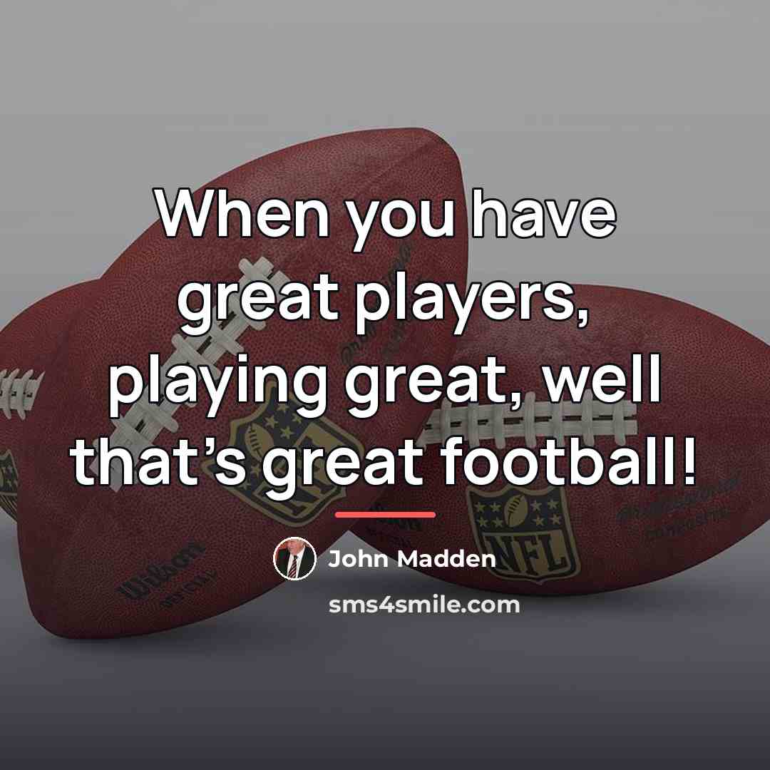 “When you have great players, playing great, well that's great…” quote by John Madden