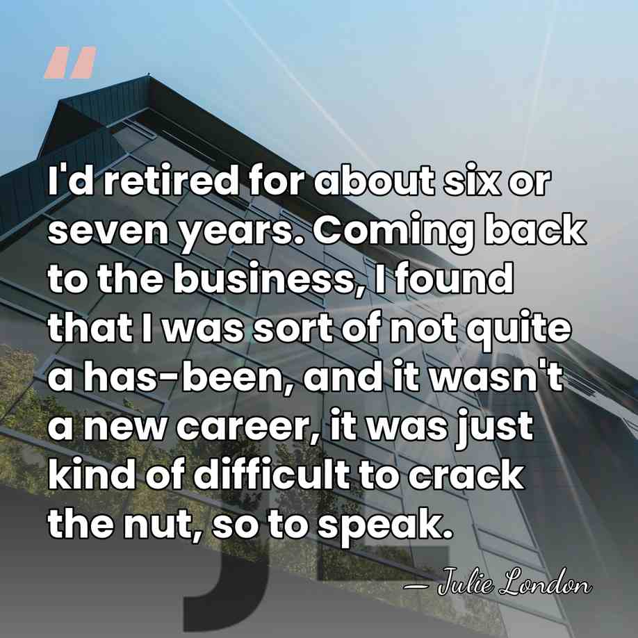 I'd retired for about six or seven years. Coming back to the&hellip; - Julie London