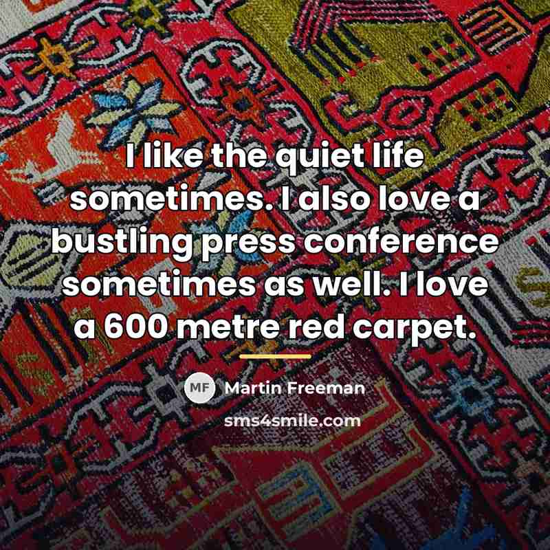 “I like the quiet life sometimes. I also love a…” quote by Martin Freeman