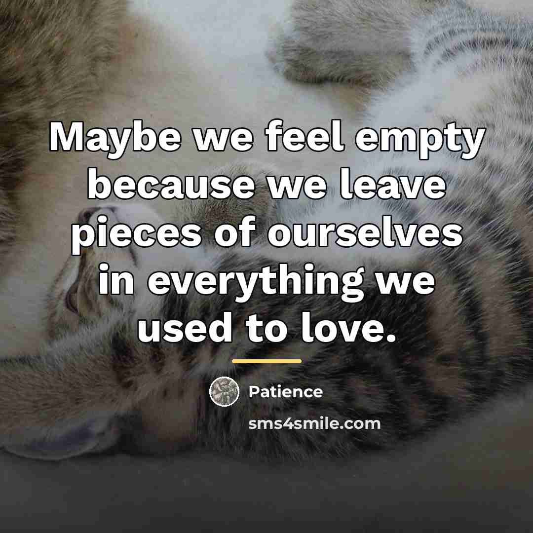 “Maybe we feel empty because we leave pieces of ourselves…” quote by Patience