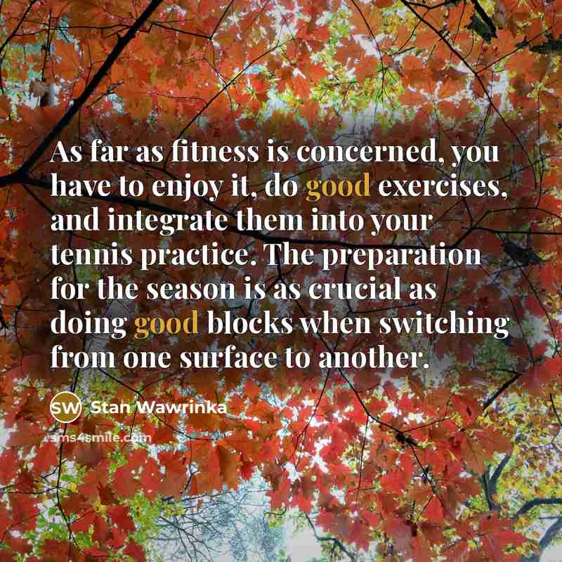 “As far as fitness is concerned, you have to enjoy…” quote by Stan Wawrinka
