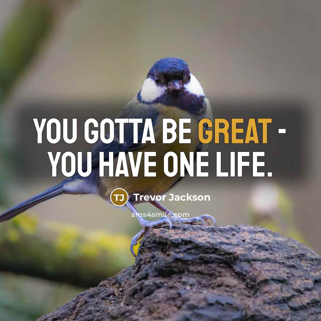“You gotta be great - you have one life.…” quote by Trevor Jackson