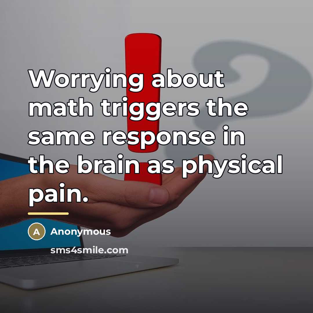 “Worrying about math triggers the same response in the brain…” quote by Anonymous