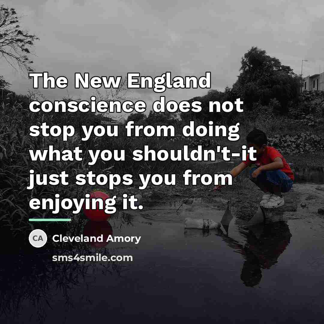 “The New England conscience does not stop you from doing…” quote by Cleveland Amory