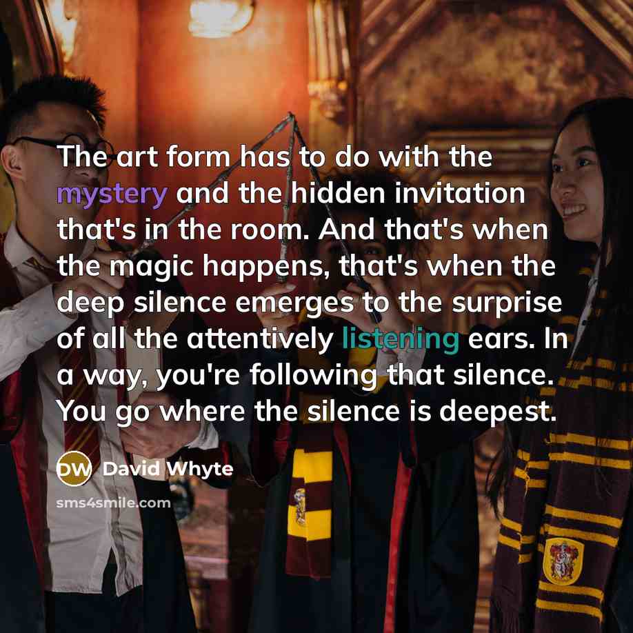 “The art form has to do with the mystery and…” quote by David Whyte