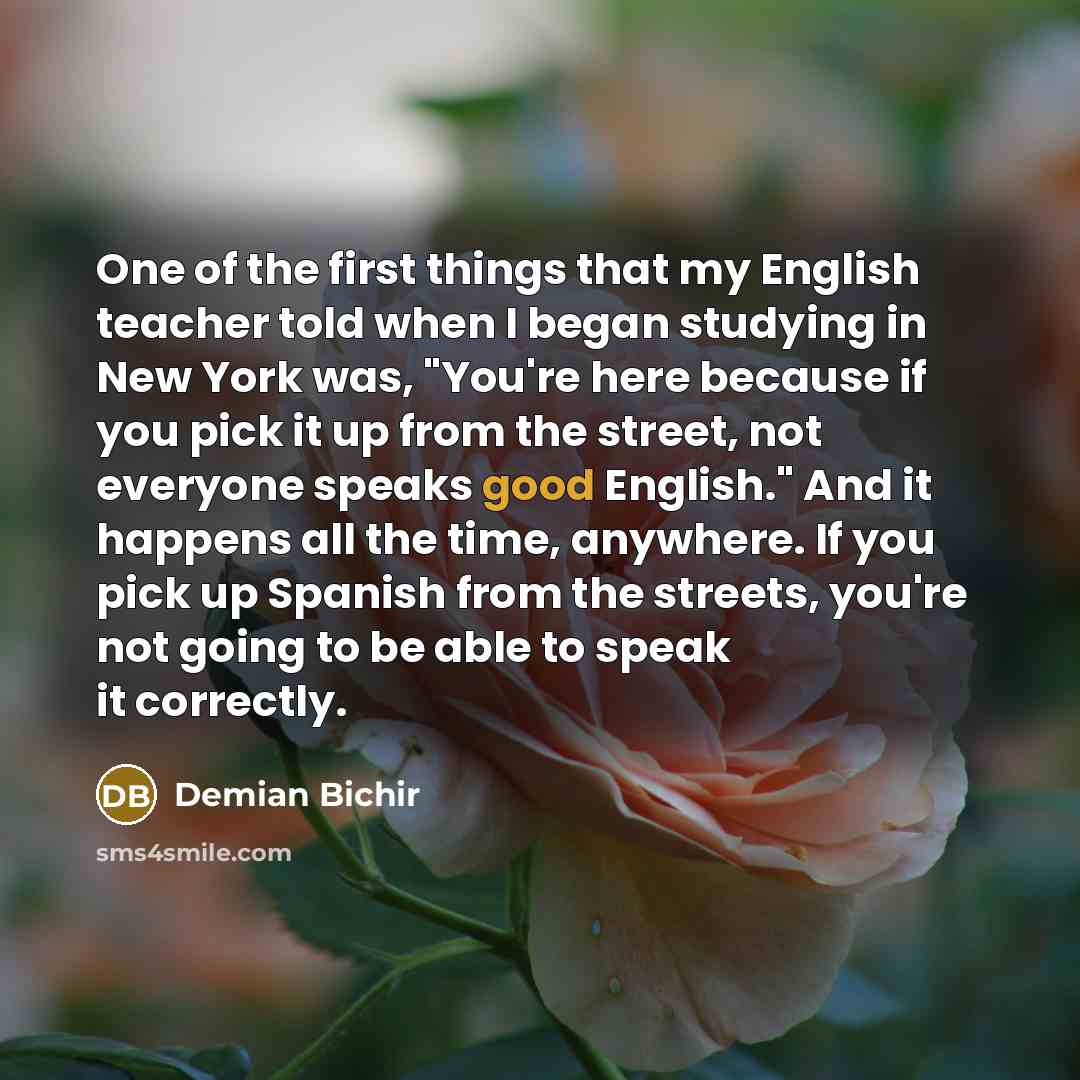 “One of the first things that my English teacher told…” quote by Demian Bichir