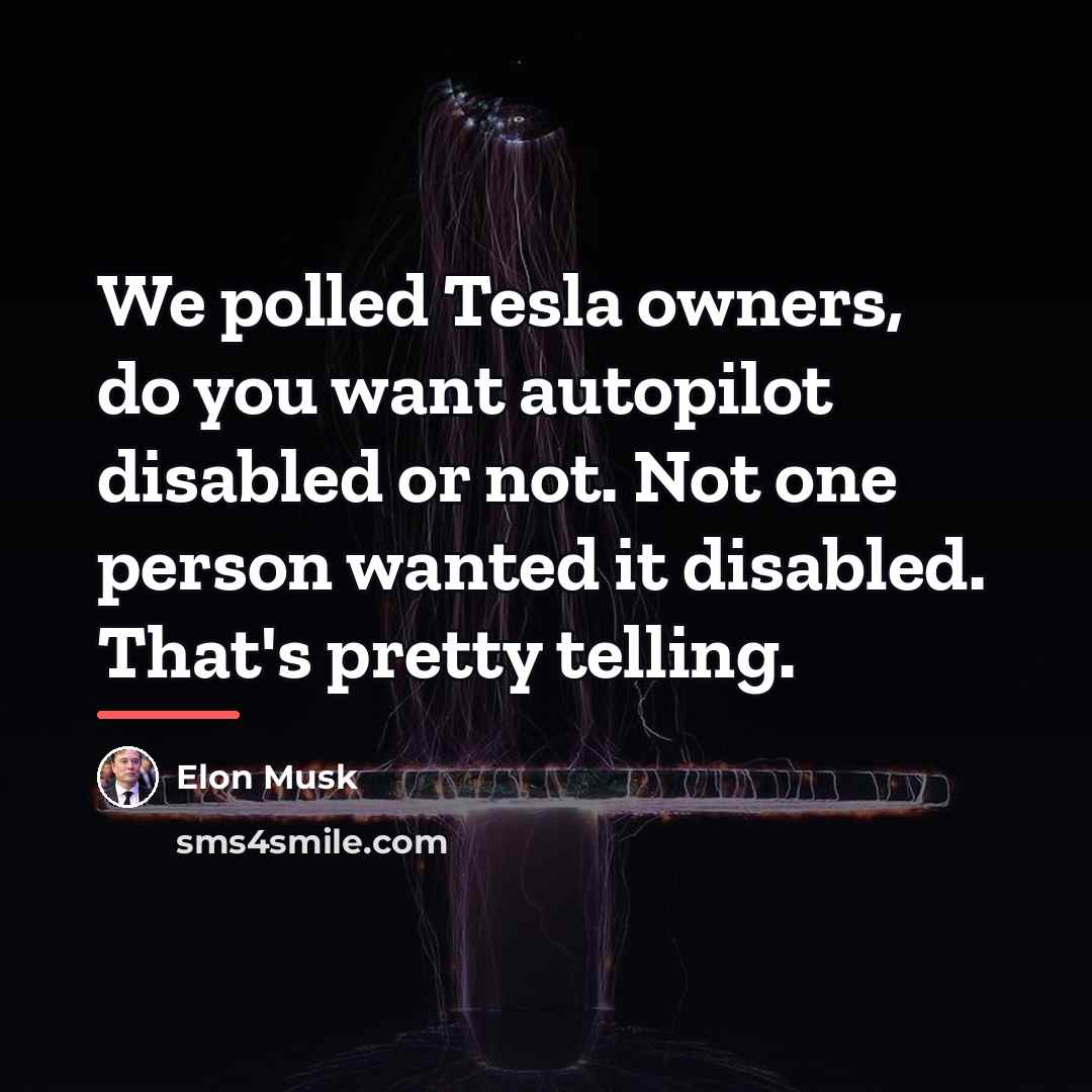 “We polled Tesla owners, do you want autopilot disabled or…” quote by Elon Musk