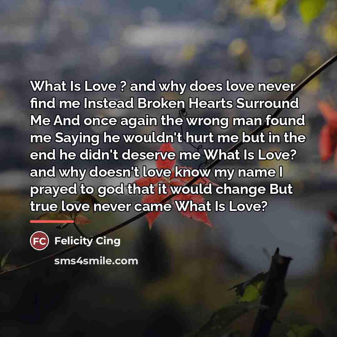 “What Is Love ? and why does love never find…” quote by Felicity Cing