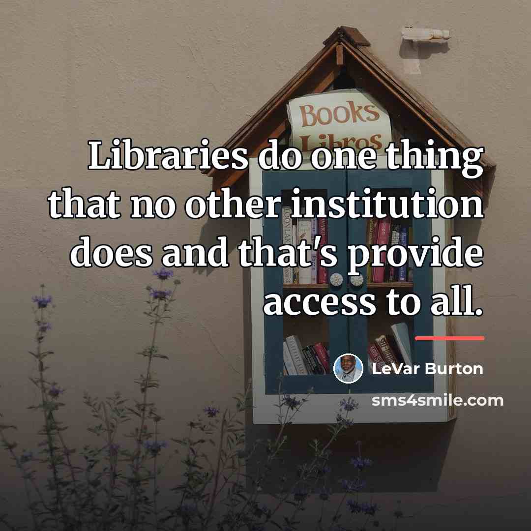 “Libraries do one thing that no other institution does and…” quote by LeVar Burton